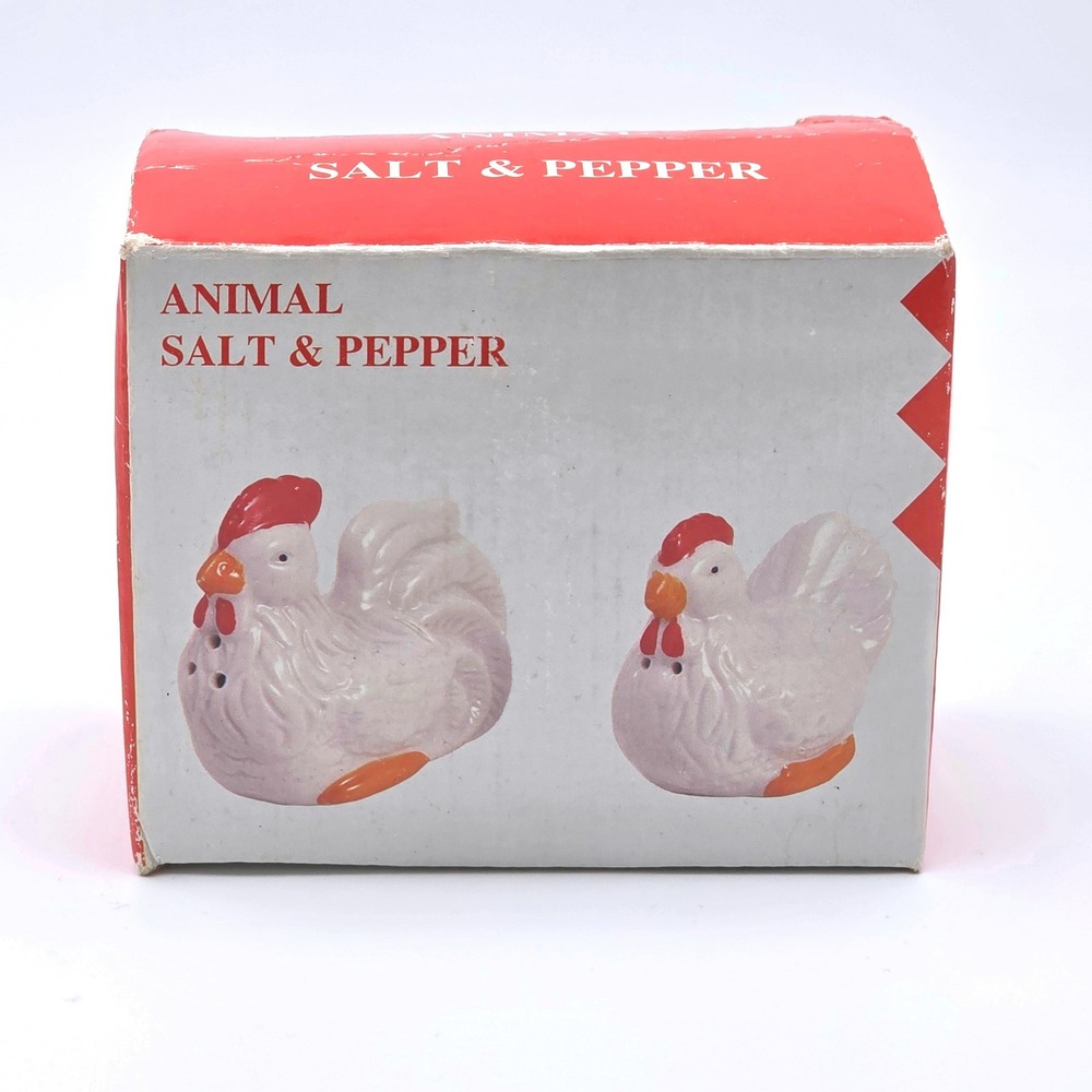 Kingsbridge International Chicken‎ Salt & Pepper Shakers Ceramic White Farmhouse